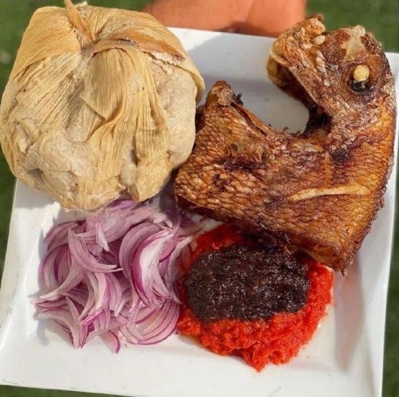 Kenkey with Fried Fish &amp; Pepper Sauce